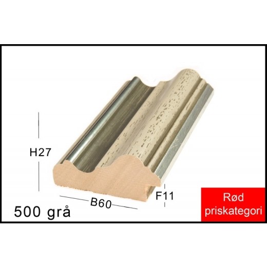 Fotoramme Nr. 500 Grå M/SølvSpecial Størrelse