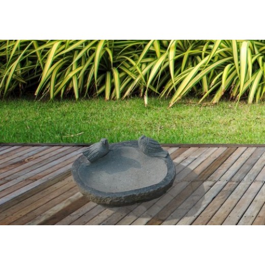 Natur fuglebad m/ 2 fugle 30-35 cm.