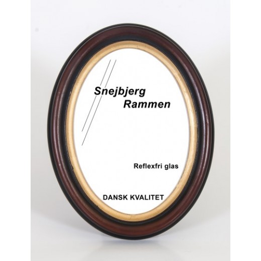 OVAL TRÆRAMME KM1 MAHOGNY M/GULD