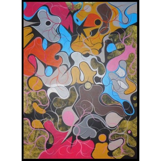 Tage Larsen 60x80 cm. Monteret i svæveramme.