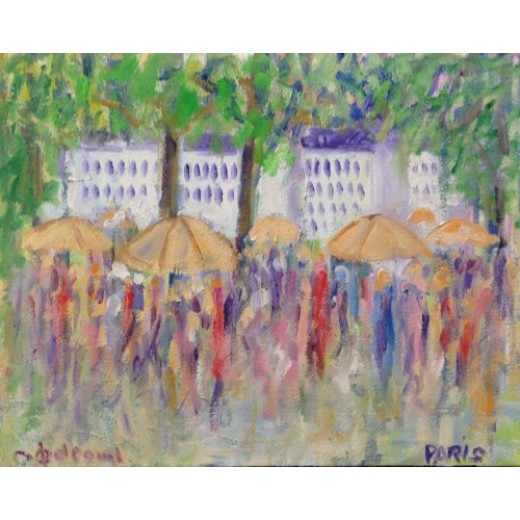 Ove Ødegaard maleri 39x49 - i sølv/sort svæveramme.