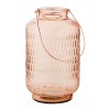 Glas lanterne - rosa m/kobber hank