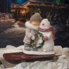 Julefigurer - Dreng og snemand med LED krans