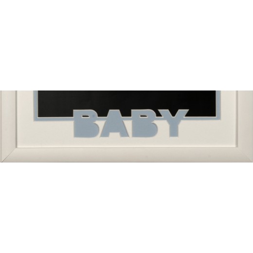 Dobbelt passepartout m/ blåt "BABY" 24x30