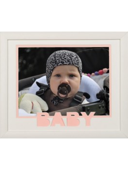 Dobbelt passepartout m/ lyserødt "BABY" 24x30
